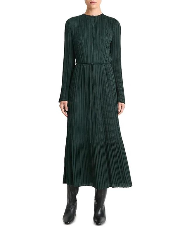 Pleated Midi Dress In Marine Pine Product Image