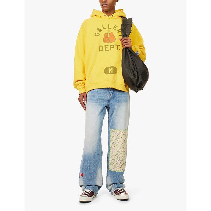 GALLERY DEPT. Gallery Dept Mens Gold Yellow Boxing Merch Graphic-print Cotton-jersey Hoody Product Image