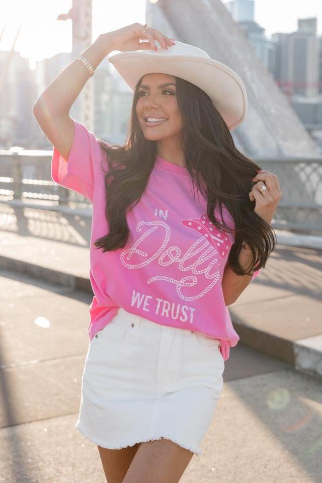 In Dolly We Trust Hot Pink Oversized Graphic Tee Product Image