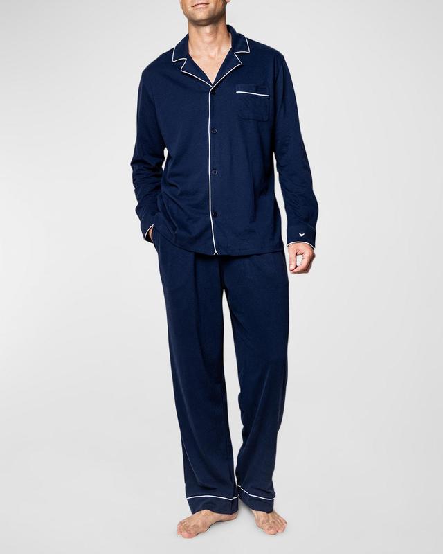 Mens Piped Flannel Pajama Set Product Image