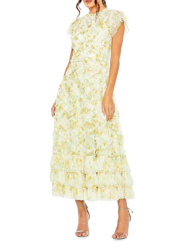 Womens Ruffle Midi-Dress Product Image