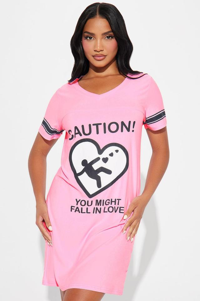 Might Fall In Love PJ Sleep Shirt - Pink/combo Product Image