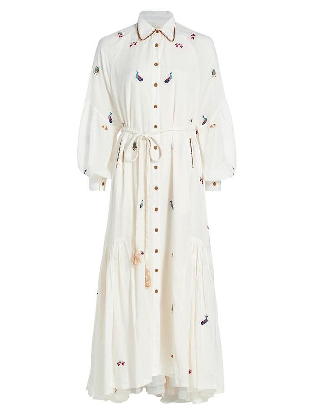 Womens Lin Embroidered Belted Maxi Dress Product Image