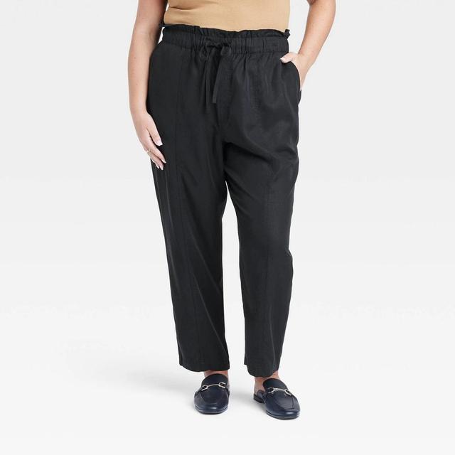 Womens High-Rise Tapered Ankle Pull-On Joggers - A New Day Black 2X Product Image