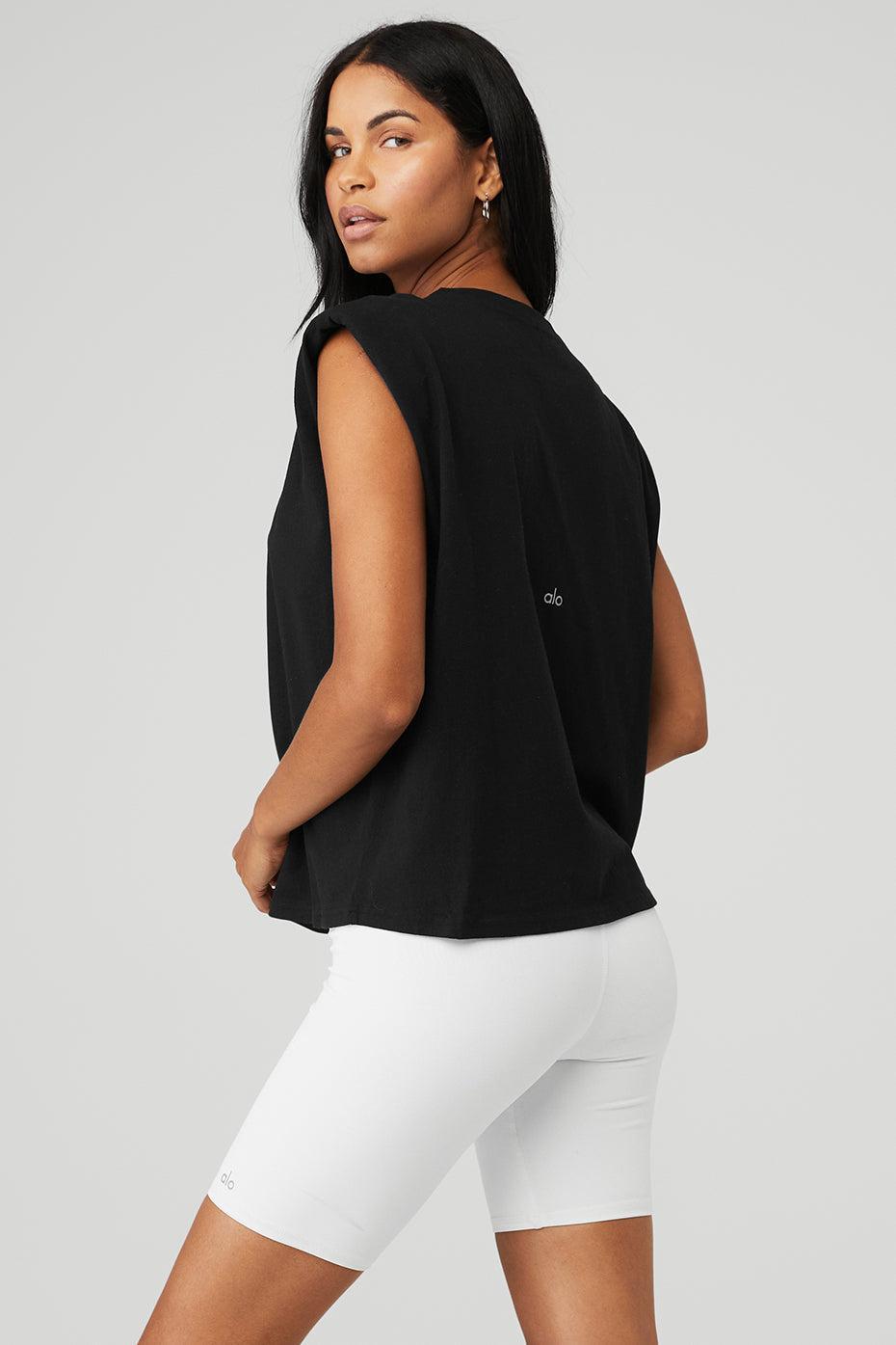 Headliner Shoulder Pad Sleeveless Tee - Black Female Product Image