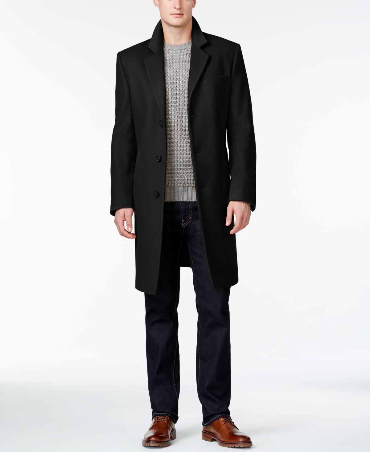 Michael Kors Mens Madison Wool Blend Modern-Fit Overcoat Product Image