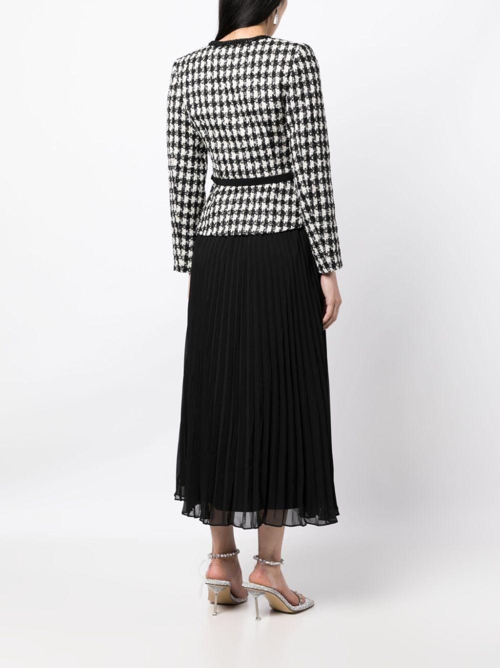 Checked Bouclé And Chiffon Midi Dress In Black Product Image