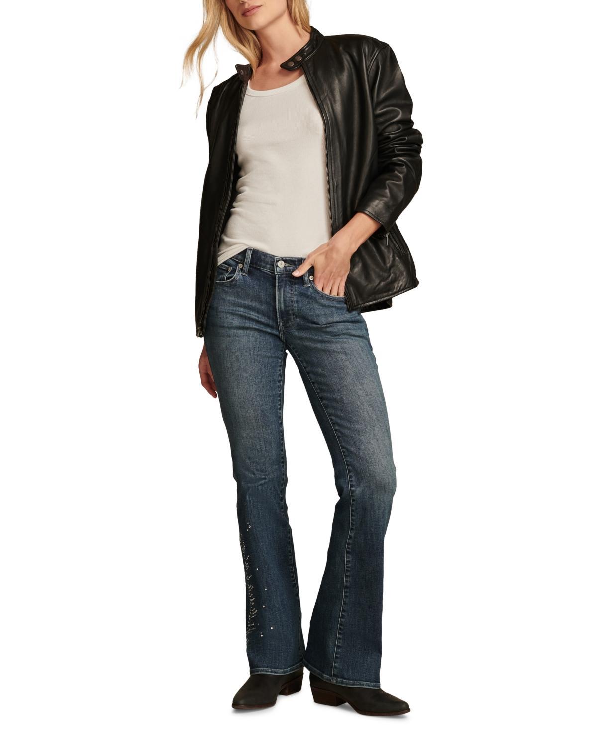 Lucky Brand Womens Mid Rise Embellished Sweet Flare Jeans product image