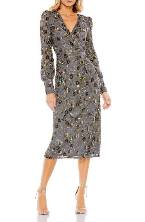 Mac Duggal Womens Long Sleeve V Neck Midi Dress Product Image