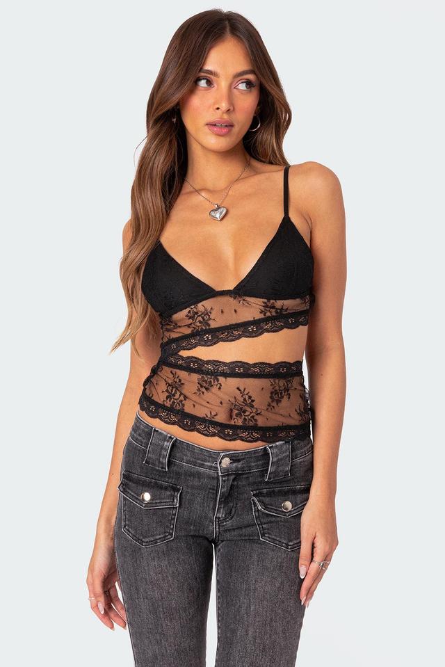 Spice Cut Out Sheer Lace Tank Top Product Image