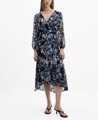 Mango Womens Flowy Flower Printed Dress Product Image