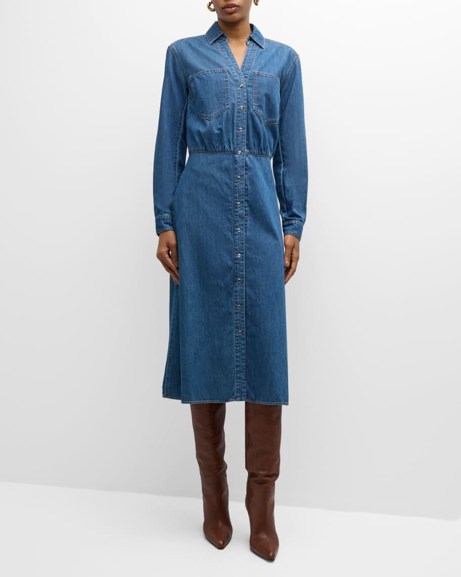 Miranda Long-Sleeve Denim Shirtdress Product Image