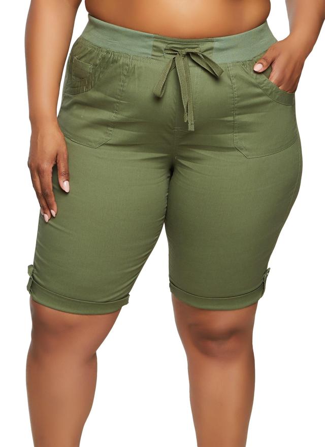 Womens Plus Size Poplin Pocket Bermuda Shorts Product Image