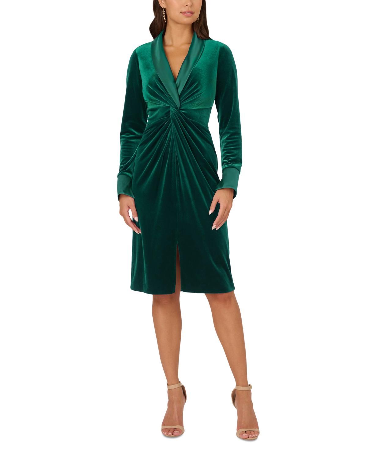 Adrianna Papell Womens Velvet Twist-Front Tuxedo Dress Product Image