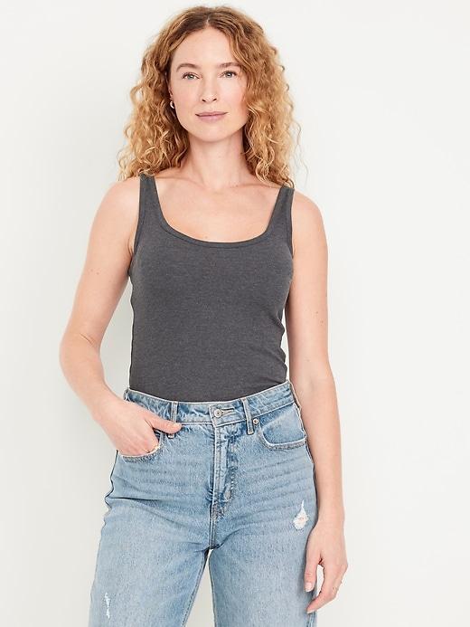 First-Layer Ribbed Scoop-Neck Tank Top Product Image