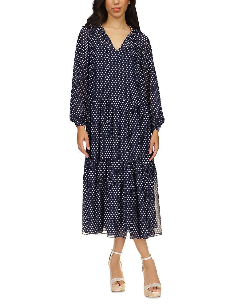 Michael Kors Graphic Dot Tiered Midi Dress Product Image