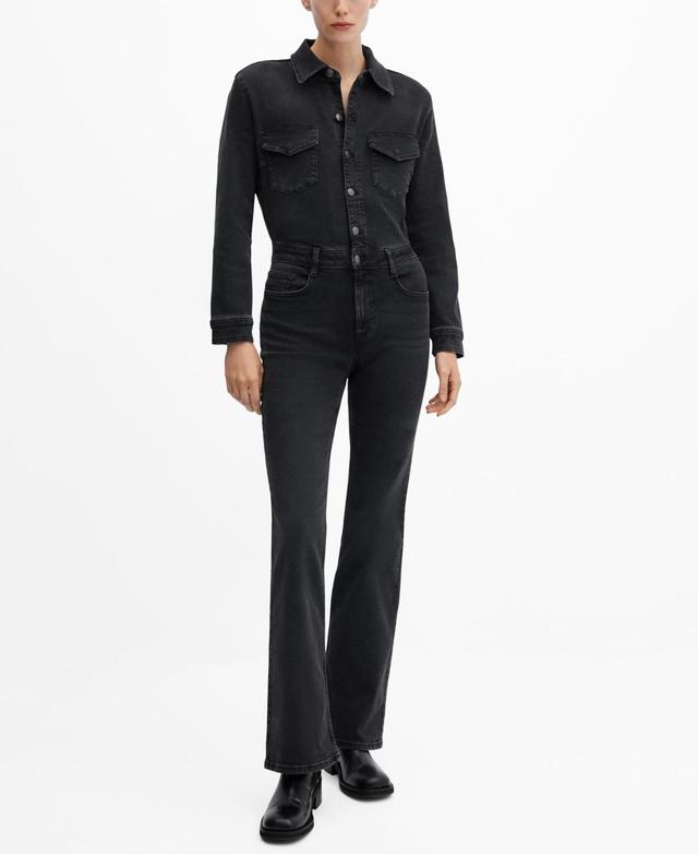 MANGO - Long denim jumpsuit black denimWomen Product Image