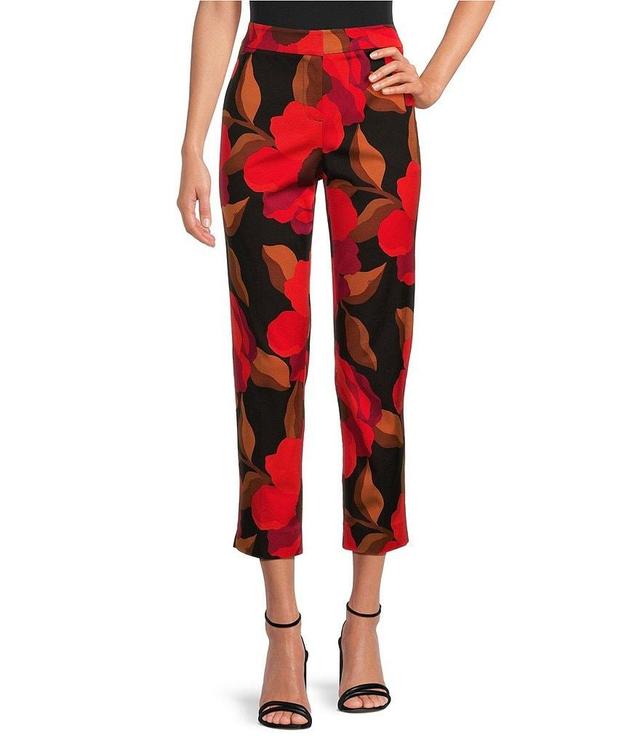 Trina Turk Moss 2 Faille Floral Print Flat Front Straight Leg Cropped Pants Product Image