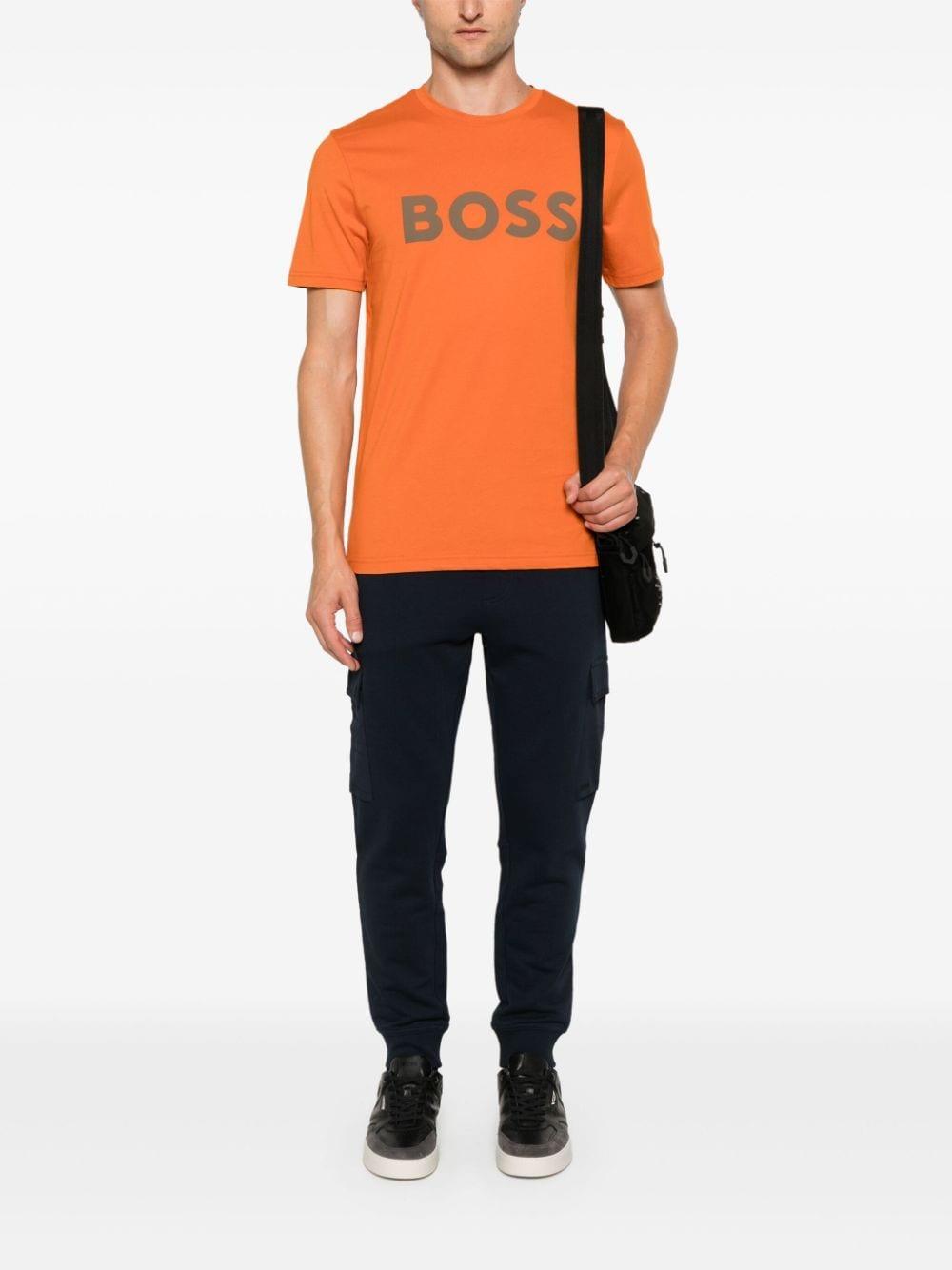 Rubber Logo Cotton T-shirt In Orange Product Image