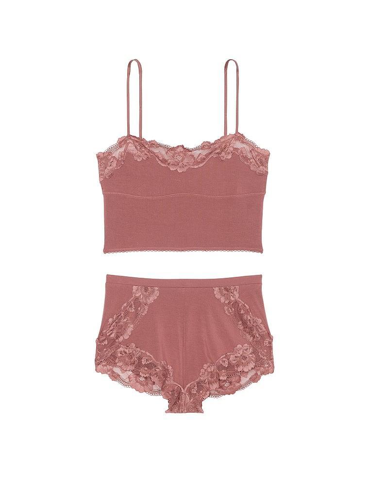 Modal & Lace Trim Straight-Neck Cami Set Product Image