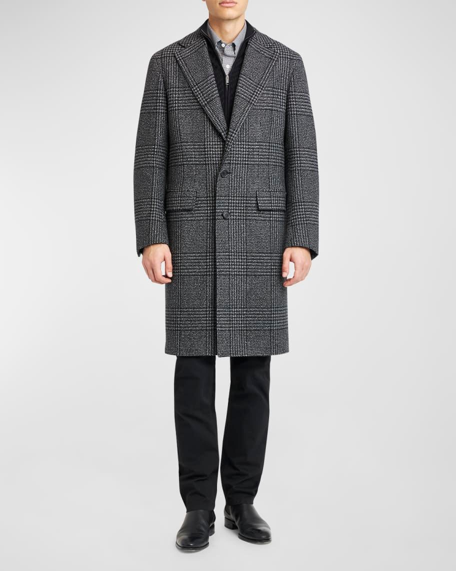 Mens Wool-Cashmere Plaid Topcoat Product Image