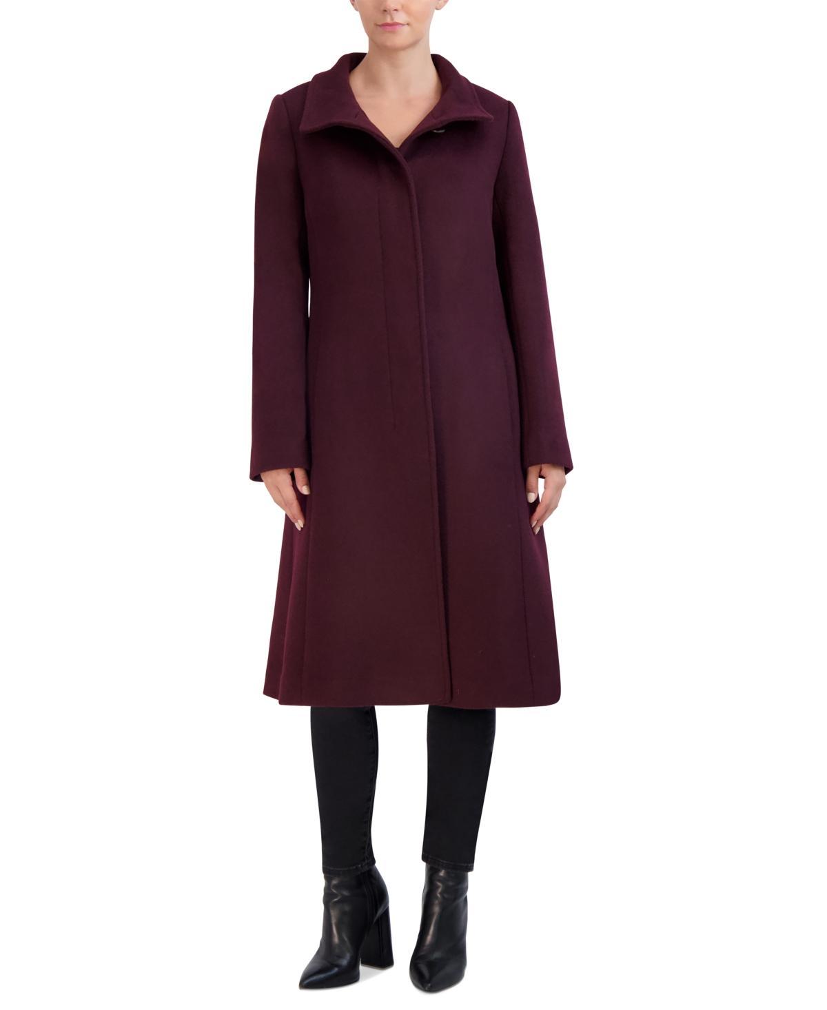 Cole Haan Womens Stand-Collar Single-Breasted Wool Blend Coat Product Image