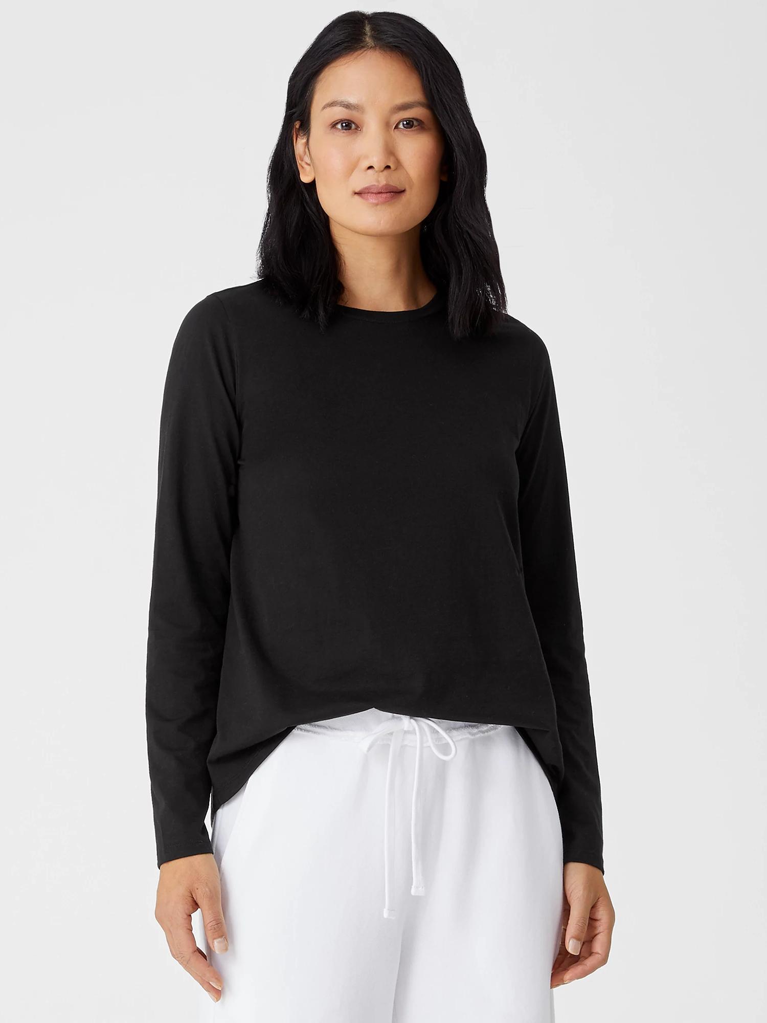 EILEEN FISHER Organic Pima Cotton Jersey Long-Sleeve Teefemale Product Image