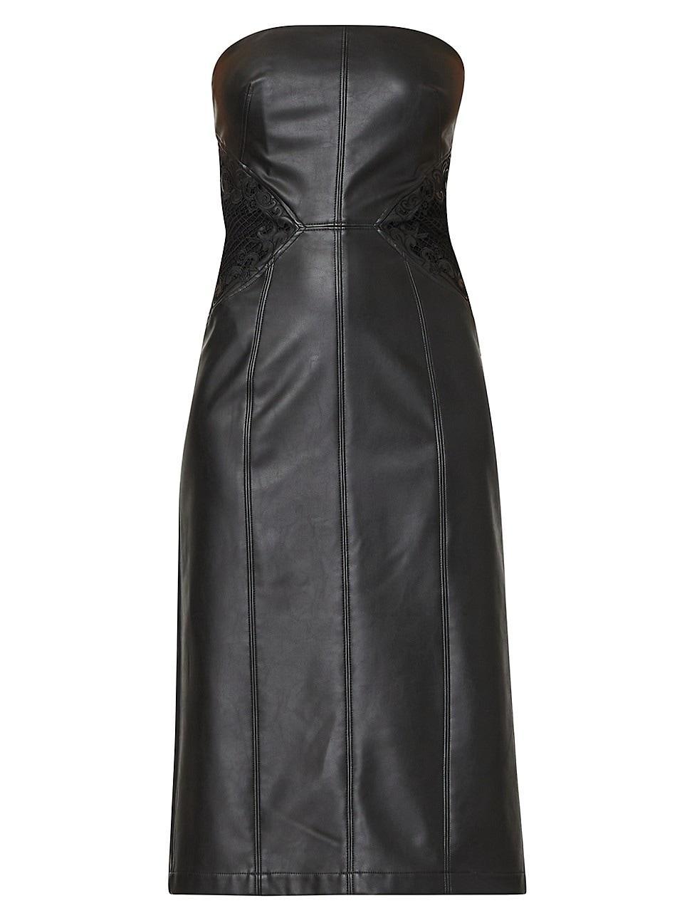 Womens Merlot Faux Leather Midi-Dress Product Image