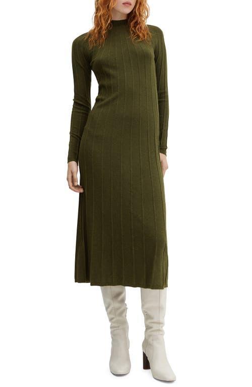 MANGO Rib Mock Neck Long Sleeve Sweater Dress Product Image