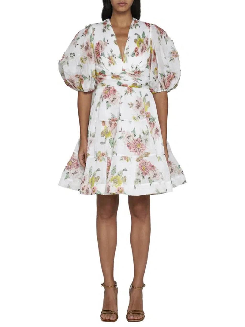 ZIMMERMANN White Floral-print Mini Dress In Multi Product Image