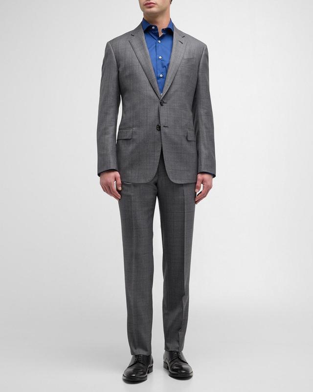 Mens Windowpane Wool-Silk Suit Product Image