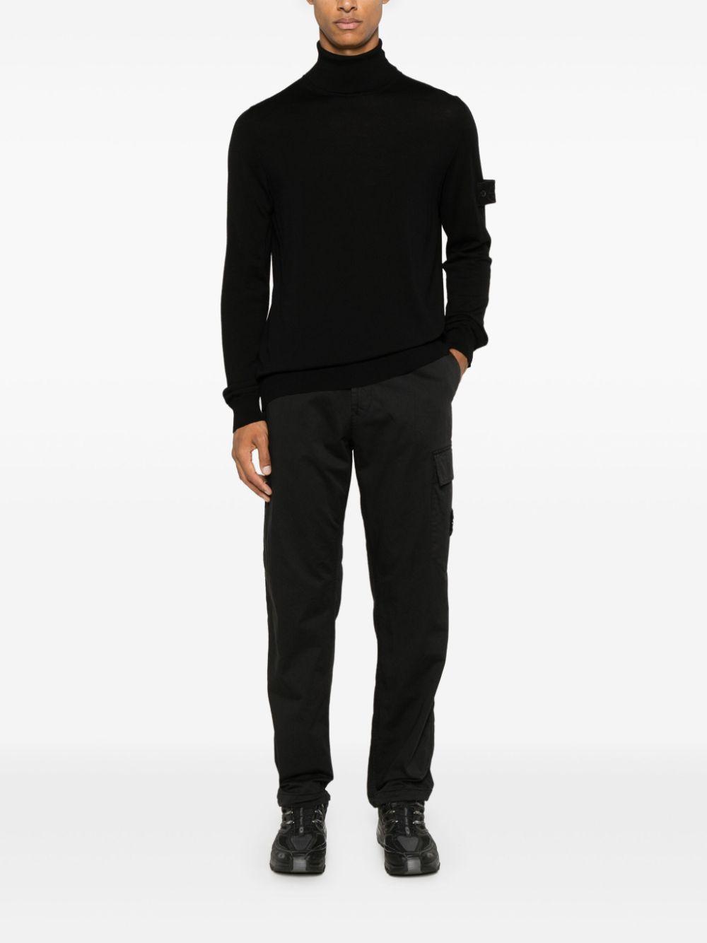 STONE ISLAND Ribbed Turtleneck Sweater Long Sleeves In Black Product Image