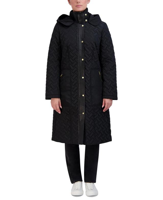 Cole Haan Signature Quilt Hooded Long Coat with Belt Women's Jacket Product Image