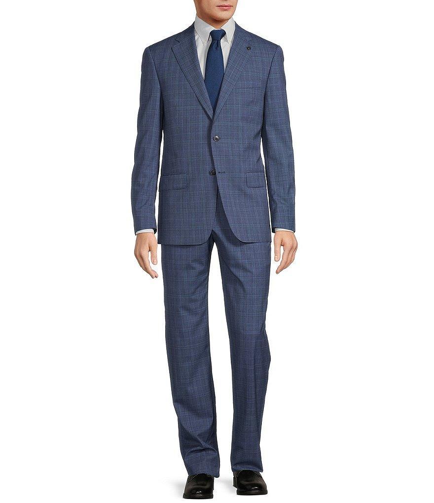 Hart Schaffner Marx New York Modern Fit Flat Front Plaid 2-Piece Suit Product Image