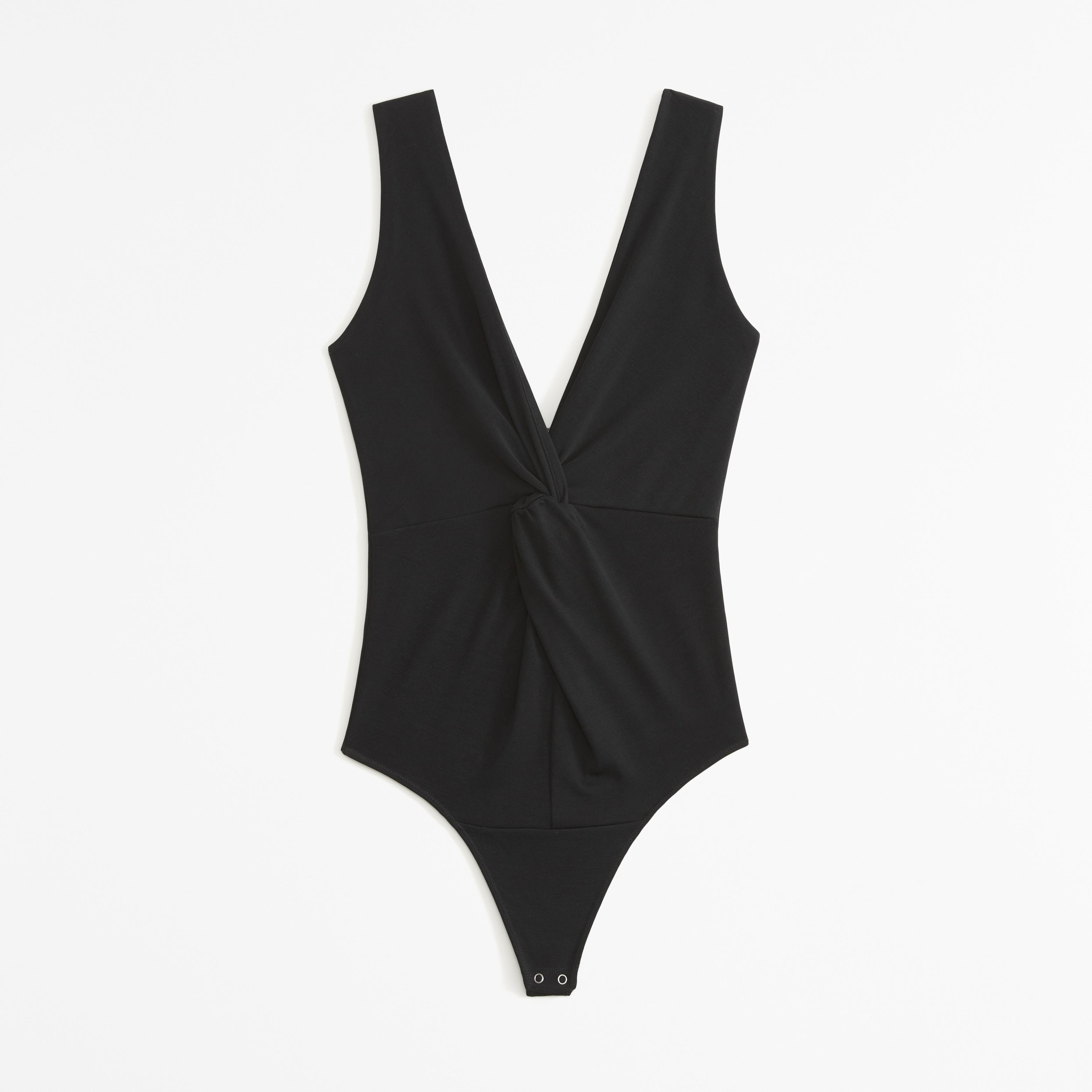 Glossy Rib Plunge Twist Bodysuit Product Image