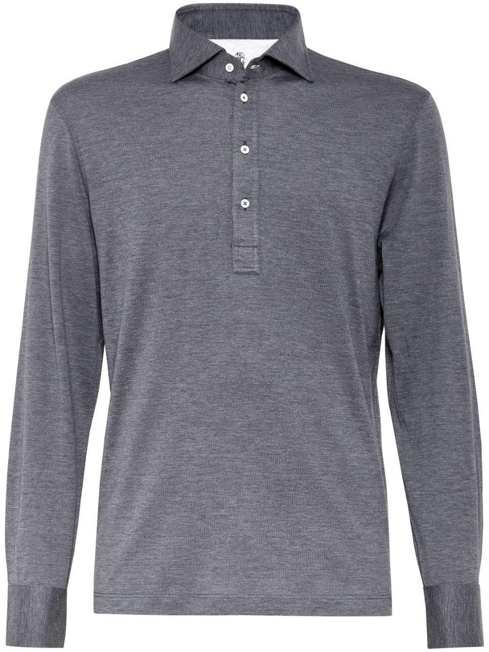 Cotton Polo Shirt In Grey Product Image