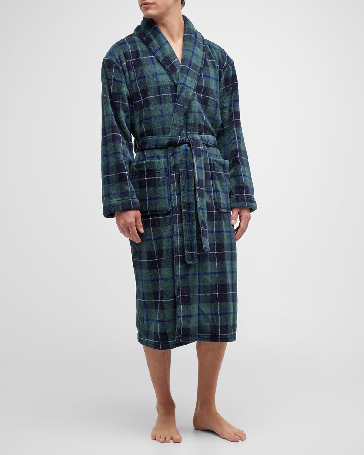 Mens Plaid Fleece Robe Product Image