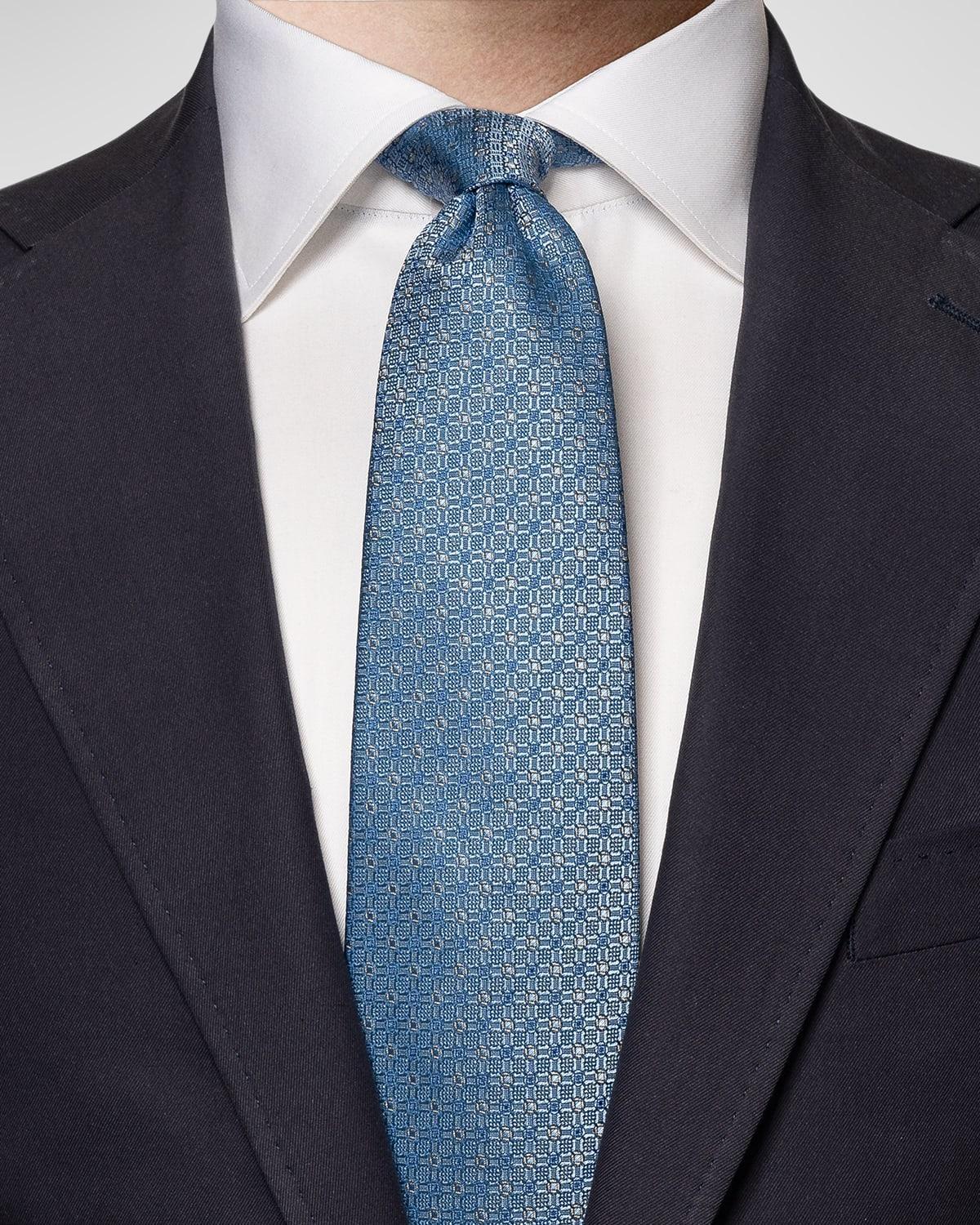 Mens Geometric Woven Silk Tie Product Image