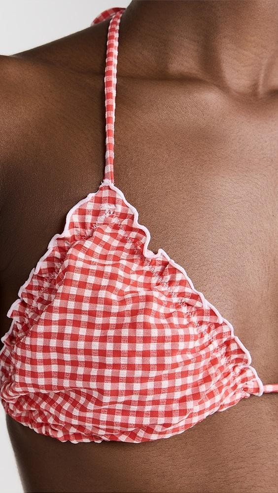 Good American Gingham Lattice Edge Bikini Top | Shopbop Product Image