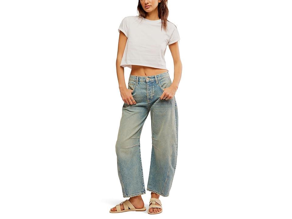 Free People We The Free Good Luck Mid-Rise Barrel Jeans (Kismet) Women's Clothing product image