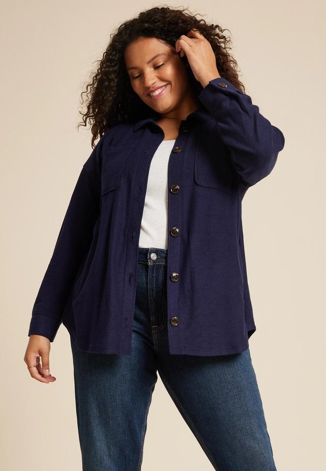 Maurices Plus Size Womens Collegiate Textured Shacket Size 0X Product Image