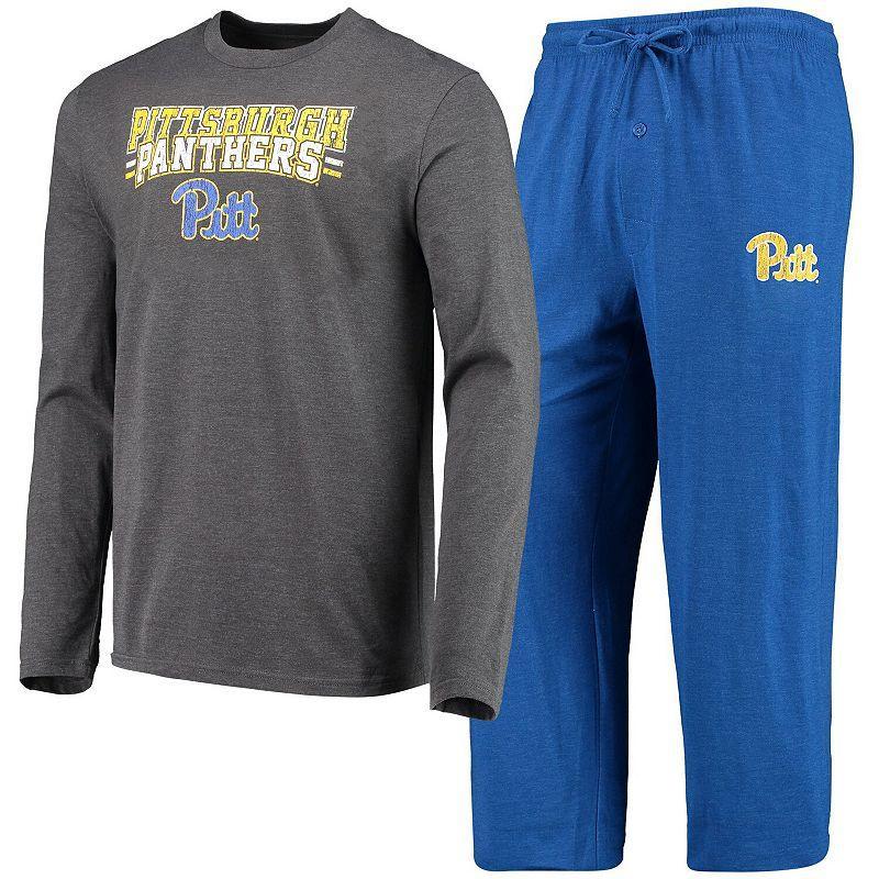 Mens Concepts Sport Royal/Heathered Charcoal Pitt Panthers Meter Long Sleeve T-Shirt & Pants Sleep Set Product Image