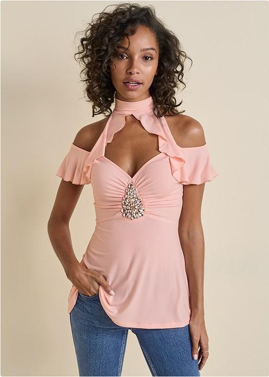 Embellished Ruffle Top product image