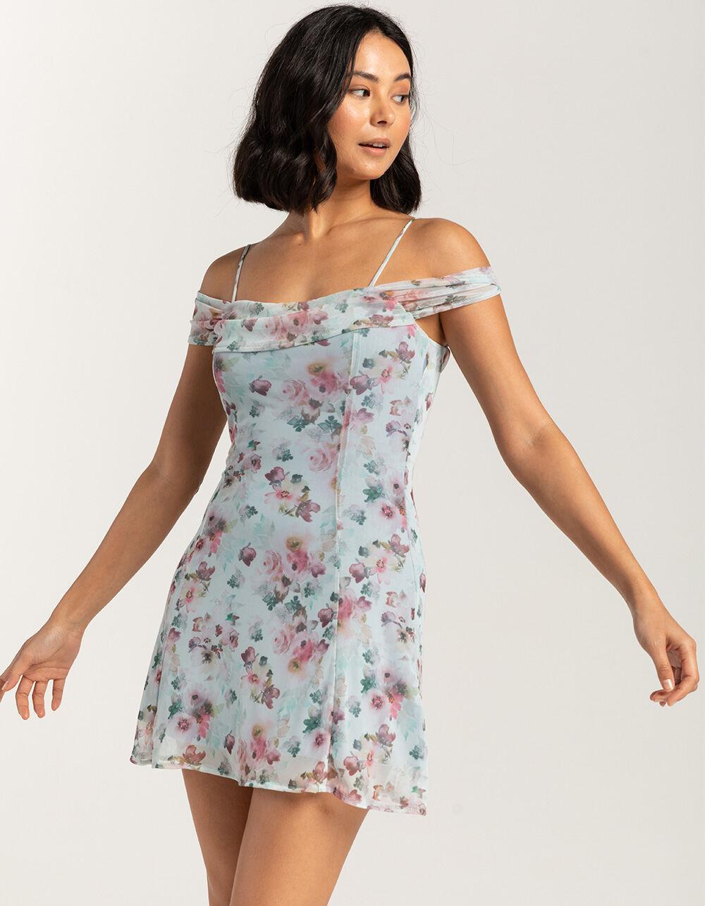 RSQ Womens Off The Shoulder Mesh Empire Dress Product Image