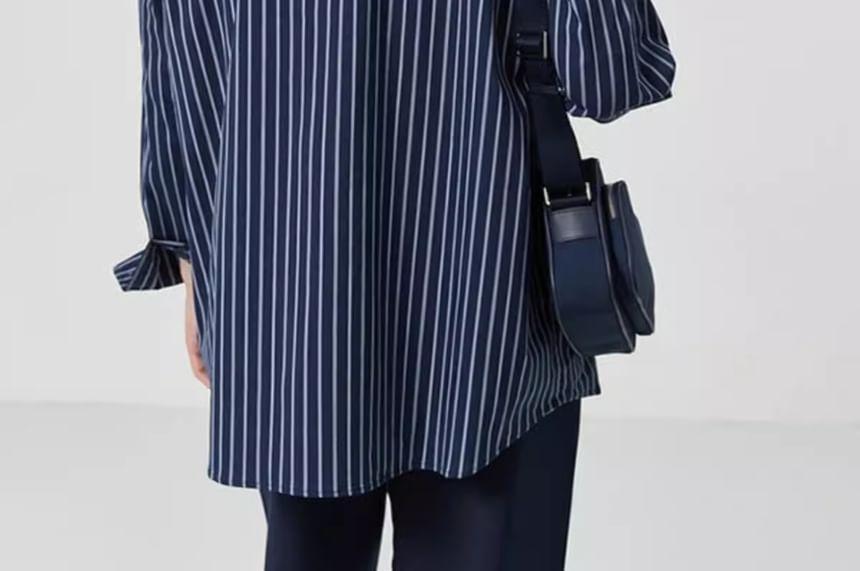 Long-Sleeve Striped Button-Up Shirt Product Image