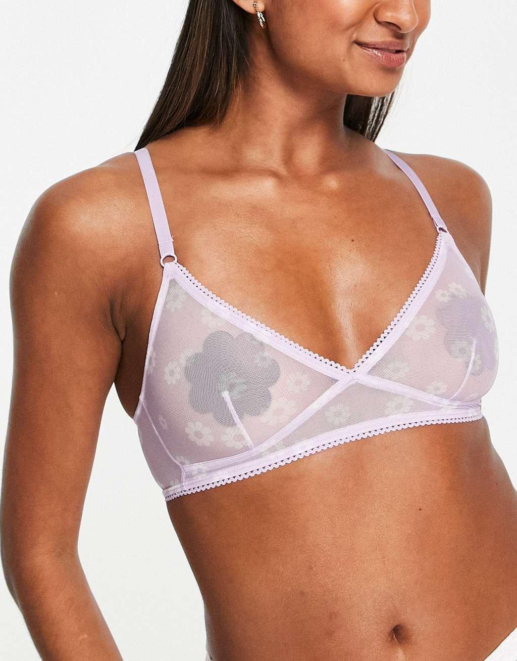 Monki bralette in lilac ditsy floral print Product Image