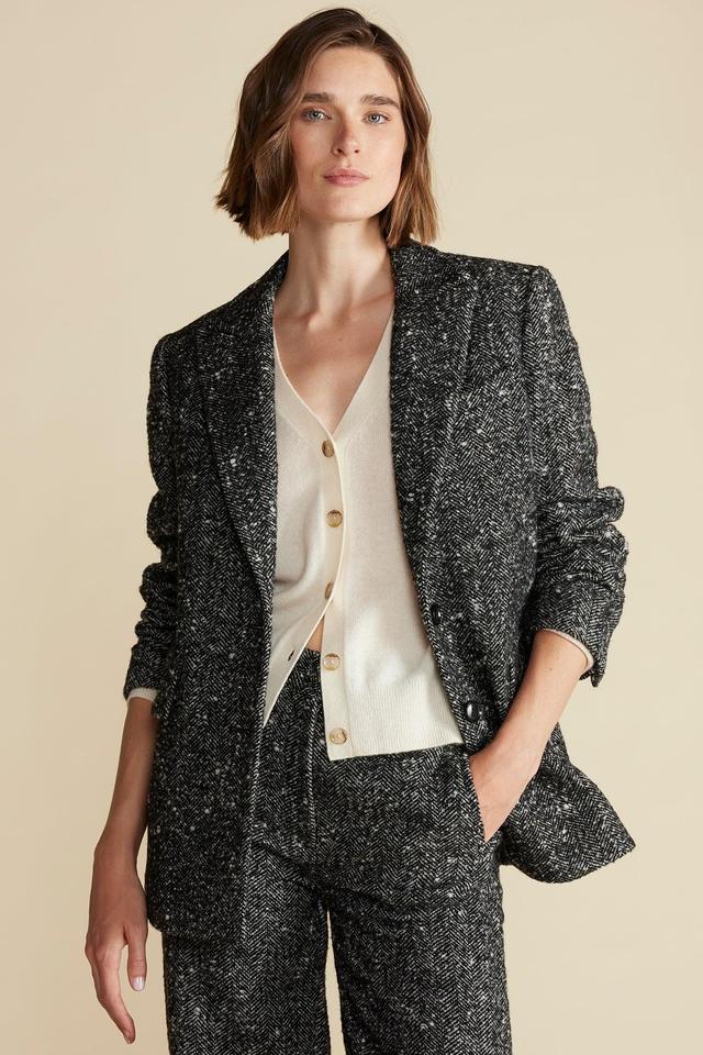 Alix Boyfriend Blazer - Black Herringbone Product Image