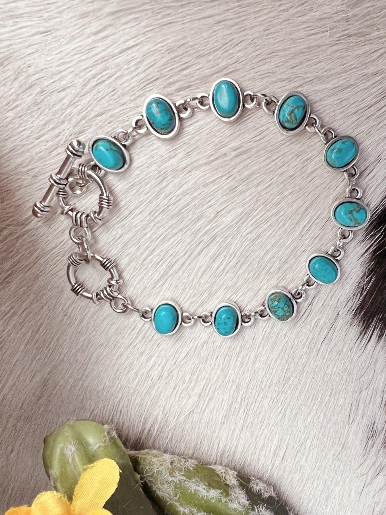 Oval Turquoise Stone Toggle Bracelet Product Image