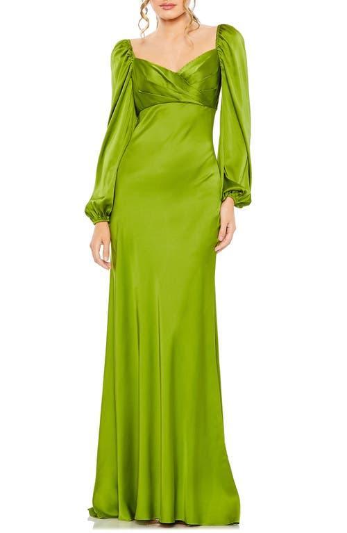 Mac Duggal Sweetheart Neck Long Sleeve Satin Gown Product Image