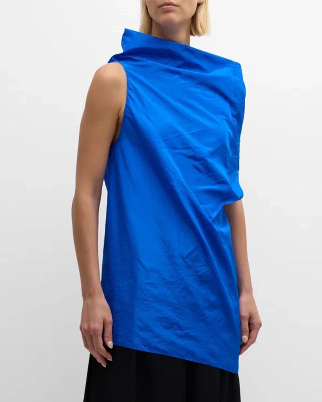 THE ROW Aria Slouched Asymmetric Top In Blue Product Image